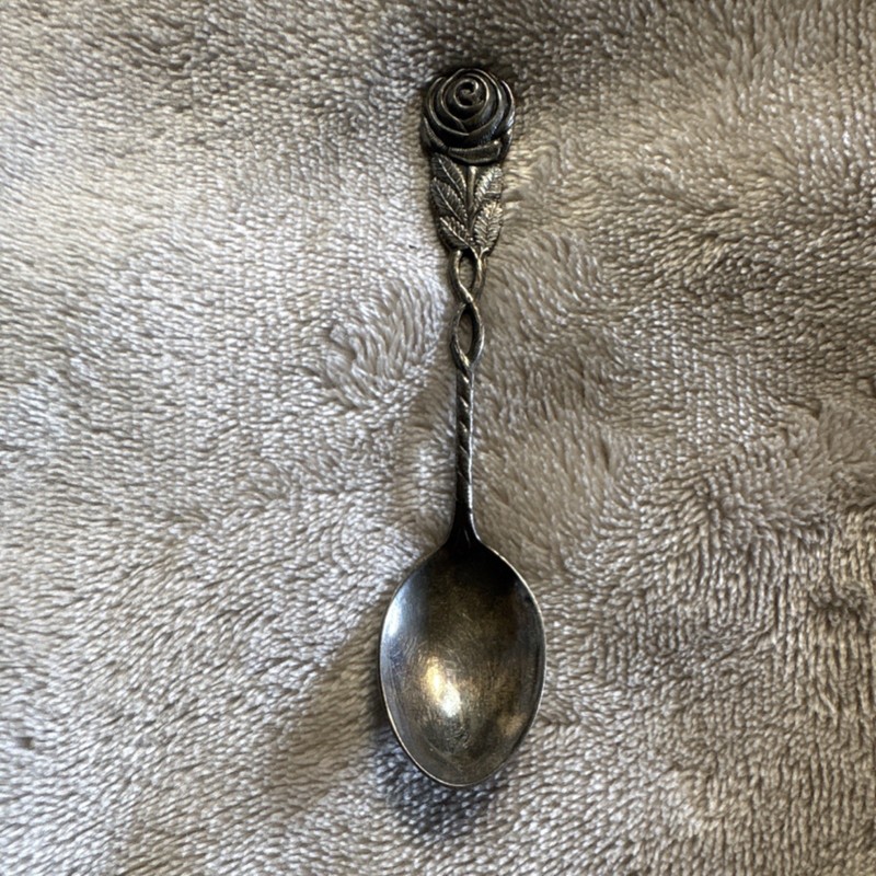 Vintage Swedish Demitasse Spoon Rose Pattern made in Sweden  