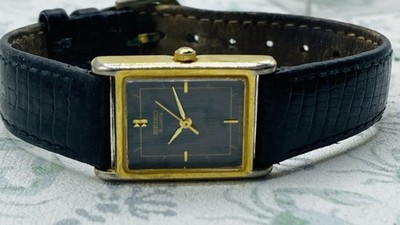 Seiko Vintage Tank Women's Watch 1N01-5A40 Working Black Dial And