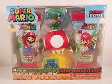 Super Mario Soap And Scrub w/ Yoshi Bath Hook Berry Body Wash  Shampoo Nintendo
