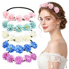 Aaiffey Flower Headband for Women Girls,Boho 18.9-19.7 Inch, 6 Classic Colors