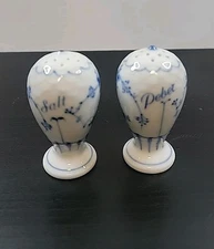 Danish Antique Bing and Grondahl Blue Salt and Pepper Set Salt Peber 
