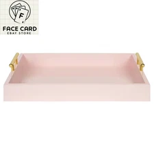 Lipton Decorative Tray with Polished Gold Metal Handles, Soft Pink