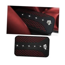 Bling Car Center Console Cover, Crystal Rhinestone Crown Auto Black Red