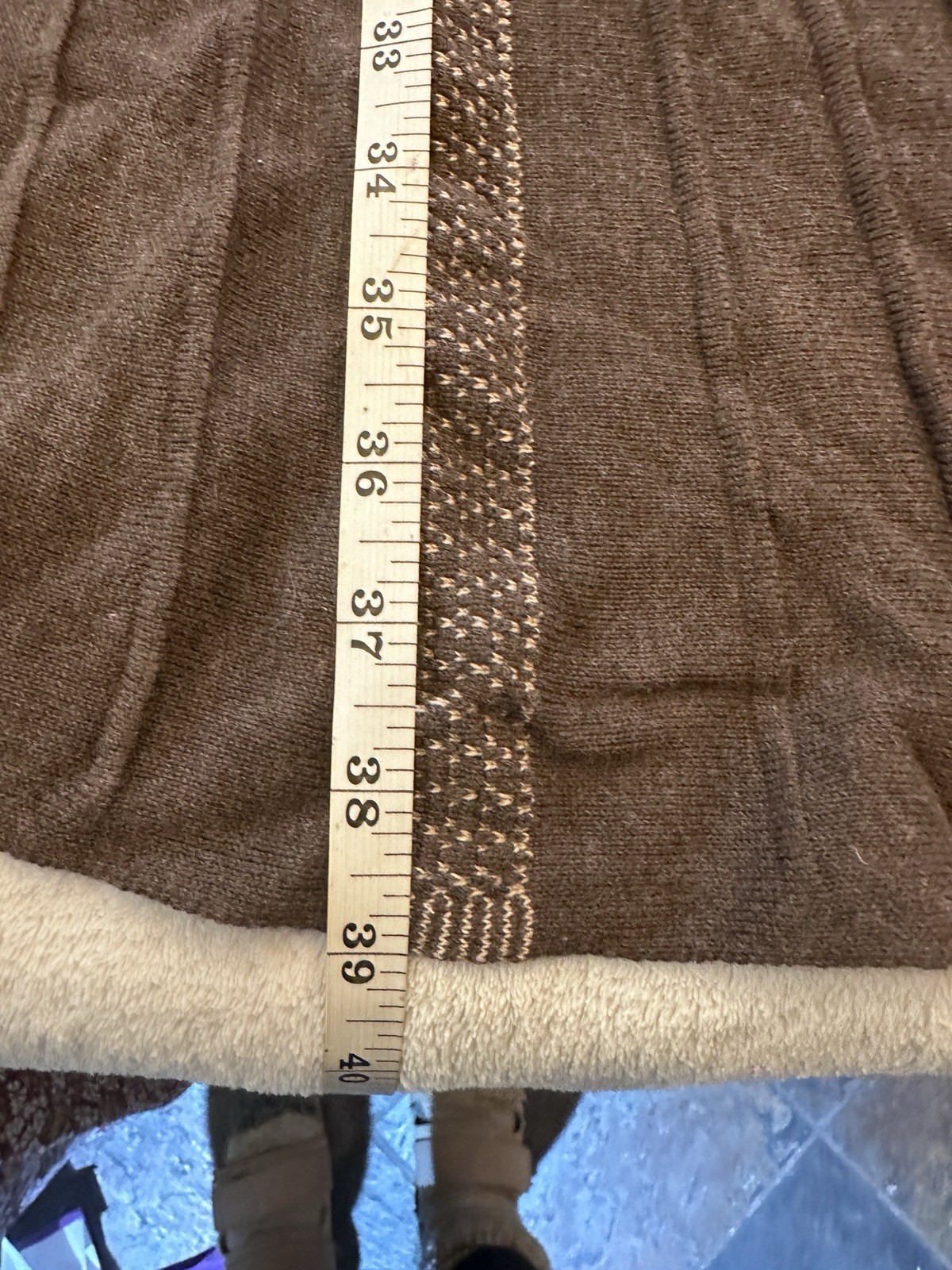Max Studio Brown Knit Patterned Trim Geometric A-… - image 3