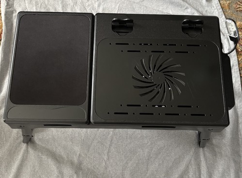 Adjustable Laptop Table With Cooling Fan Storage LED Light 4 USB Hub Ergonomic