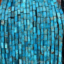4x8mm Lake Blue Cuboid Tube Natural Sea Sediment Jasper Beads for Jewelry Making