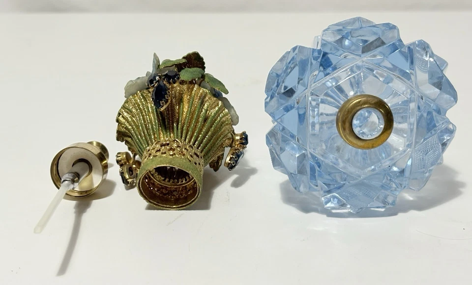 Magnificent W. Germany Heavy Cut Crystal Jewel Top Perfume Atomizer Irice - Image 4 of 4