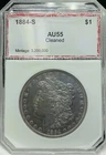 New Listing1884 S Morgan Silver Dollar Old PCI Holder 55 AU Details Cleaned