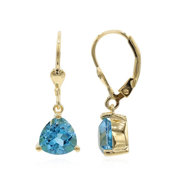 Cavill Ohrringe Damen Blau 3,8Ct Topas Trillantschliff 925 Silber Vergoldet-image