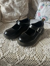 Dr. Martens MJ Bex Shoes Black Leather Mary Jane Dress Boots Girls Size 2 US