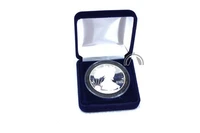Blue Velvet Display Box & Airtite Coin Capsule for American Silver Eagle
