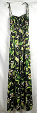 NEW NWT Express Black Satin Maxi Dress with White Orange Blossom Print XS
