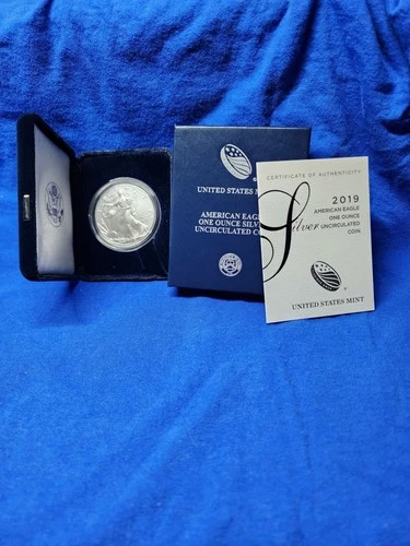 2019 W ASE Uncirculated Coin~ 1 Oz .999 Fine Silver ~w/Box & COA