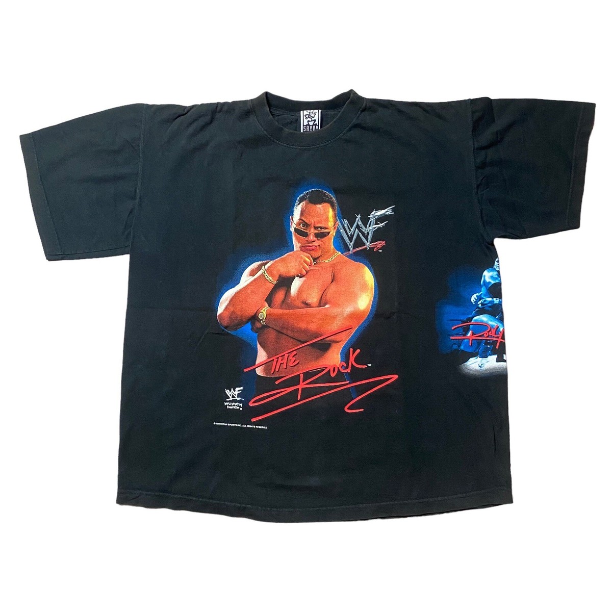 Vintage 90S WWF The Rock Layin' The Smack Down T Shirt AOP