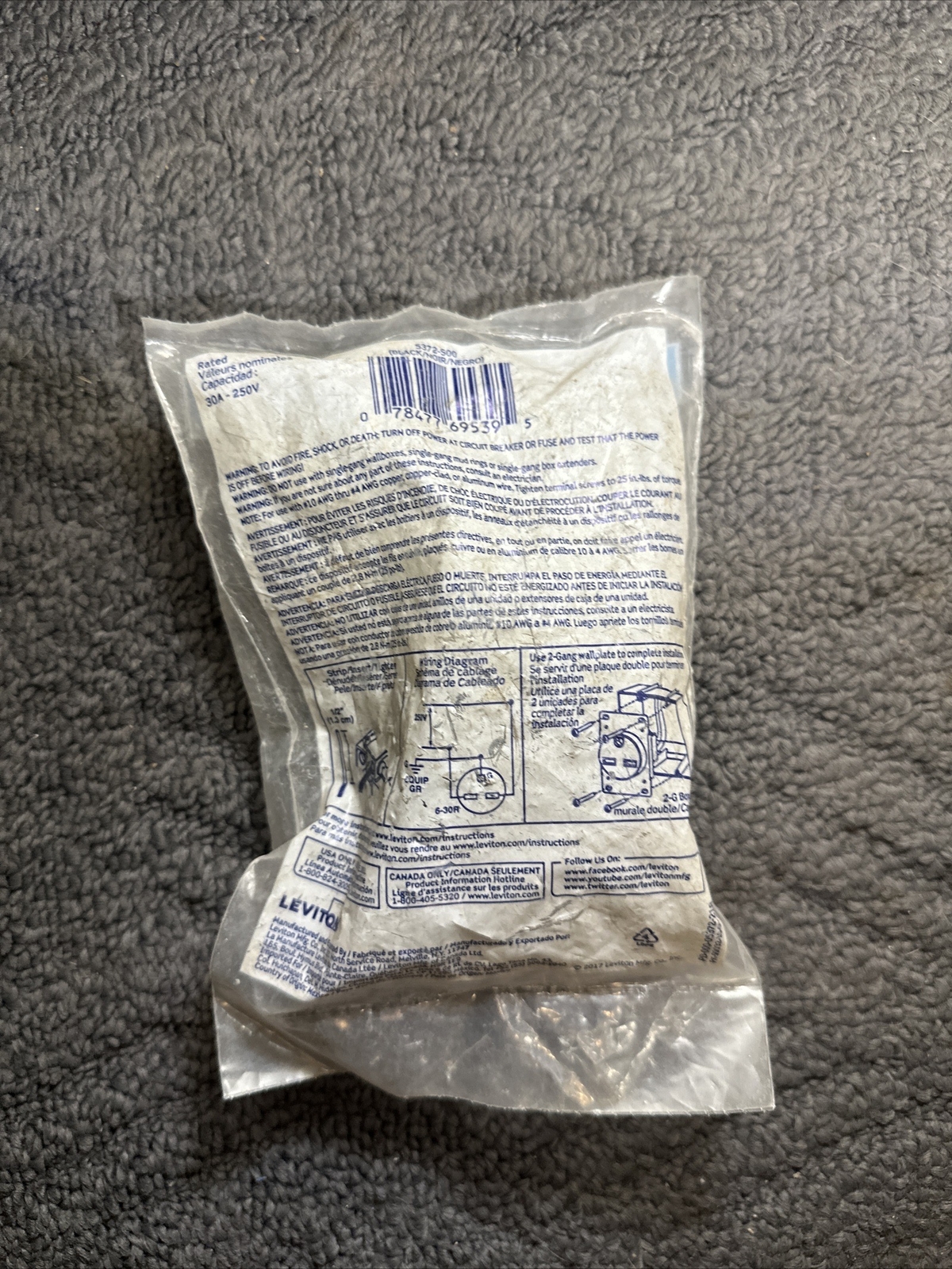 Leviton 5372-S00 Steckdose – 30A, 250V, NEMA 6-30R, Industriequalität, Schwarz