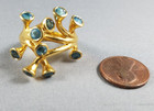 Vtg Modernist Abstract Sterling Silver 925 Gold Plated Ring w/Blue Topaz (S3) — photo 9