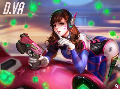 Anime overwatch dva long hair bodysuit gun blizzard Play Gaming Mat Desk