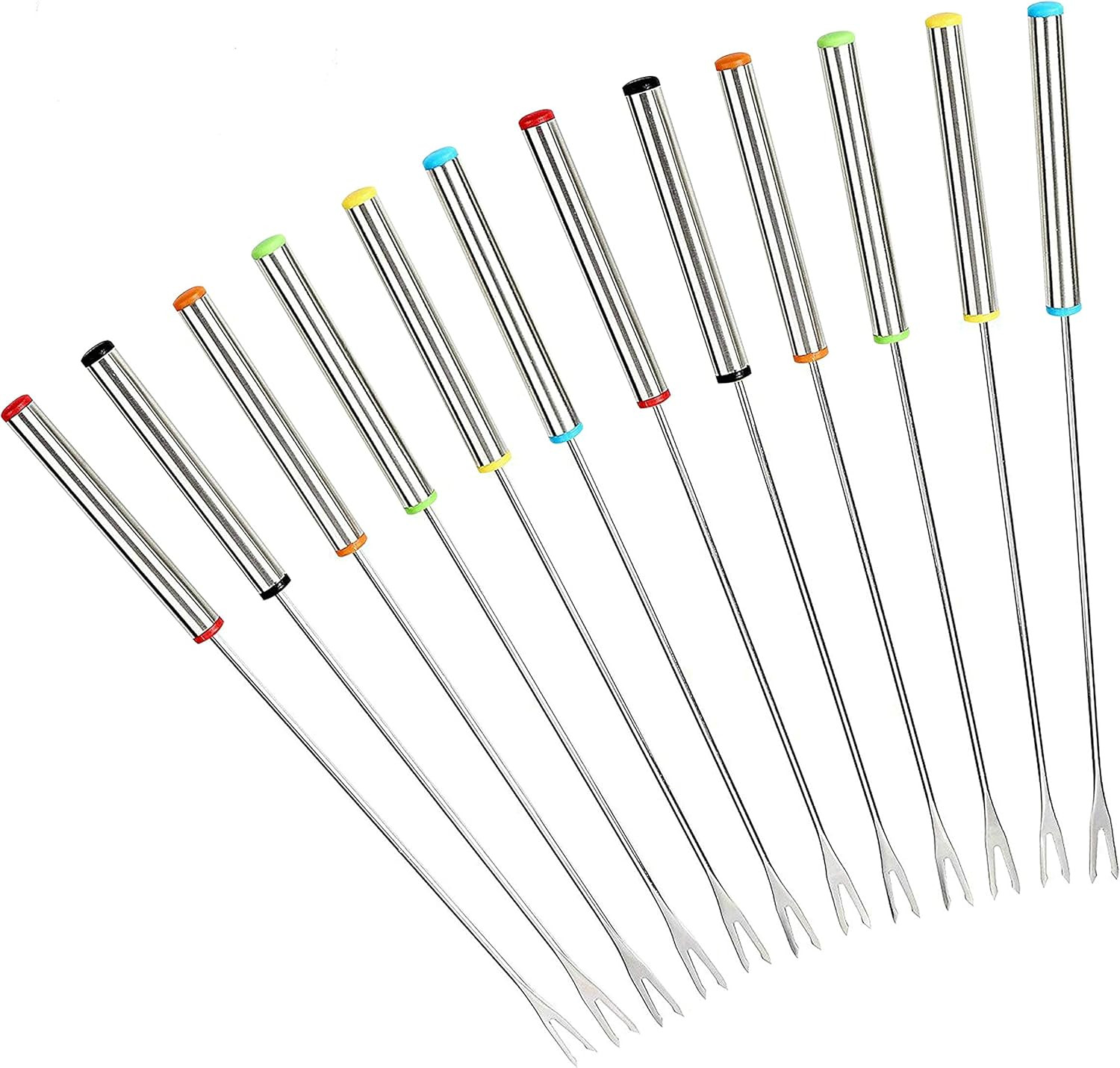 Forchette Fonduta Acciaio Inox Set 12 | Spiedini per Marshmallow e Carne