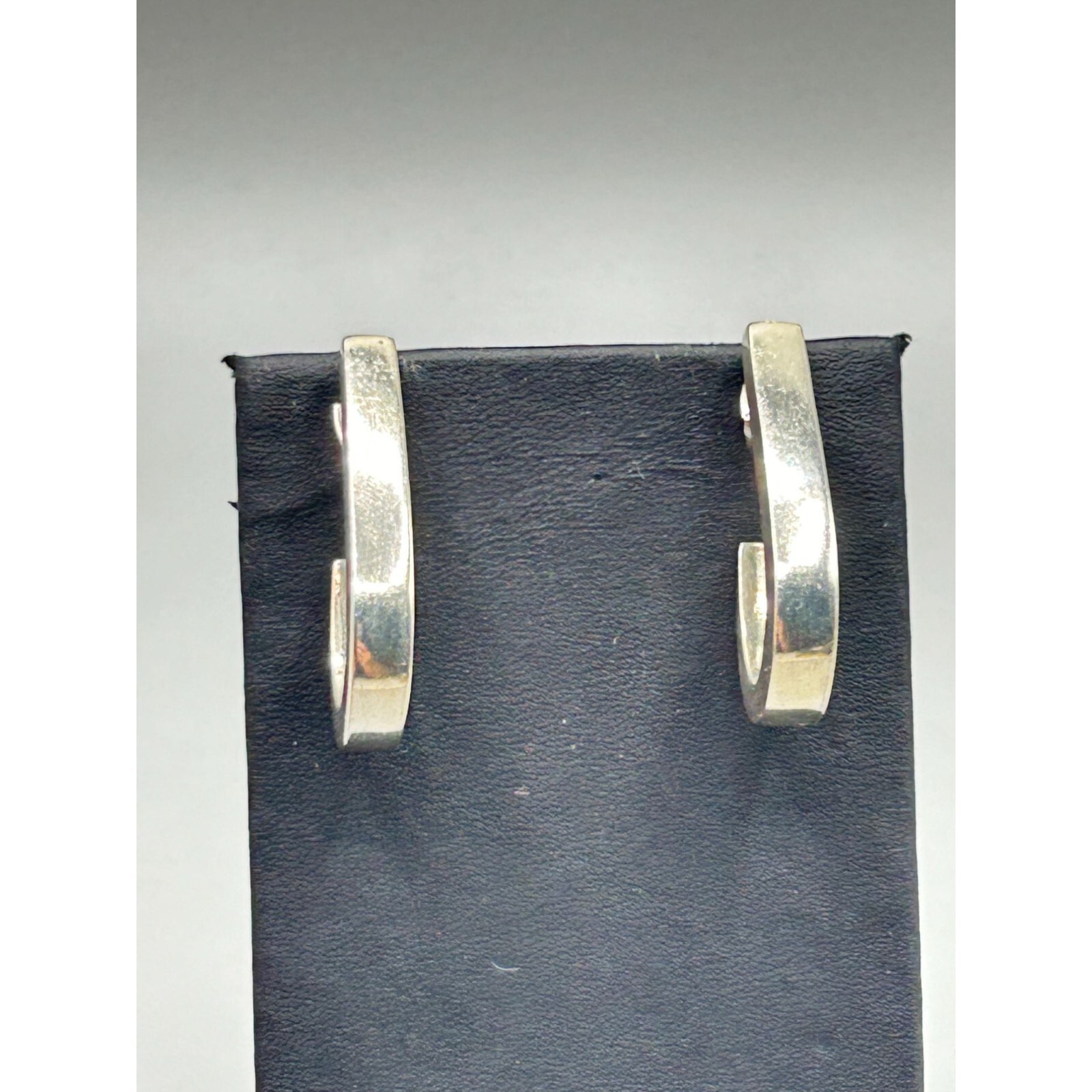 Solid Sterling Silver 925 Hook Shaped Earrings Op… - image 3