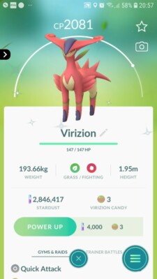Shiny Virizion Pokemon Trade Go