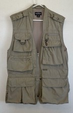 WOOLRICH MEN'S FISHING VEST, VGUC, KHAKI BEIGE, MEDIUM, 100 COTTON.