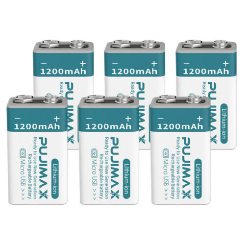 9v Battery USB Rechargeable 6f22 PP3 Block 9volt Li-ion MN1604 & Charging Cable - Picture 20 of 21