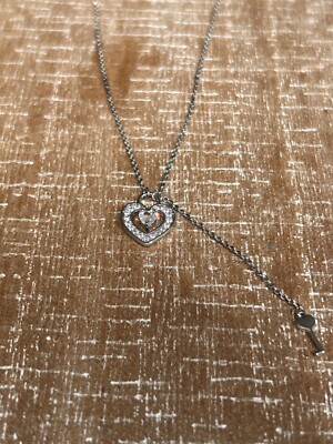Crystals From Swarovski Heart Lock Key Pendant Necklace