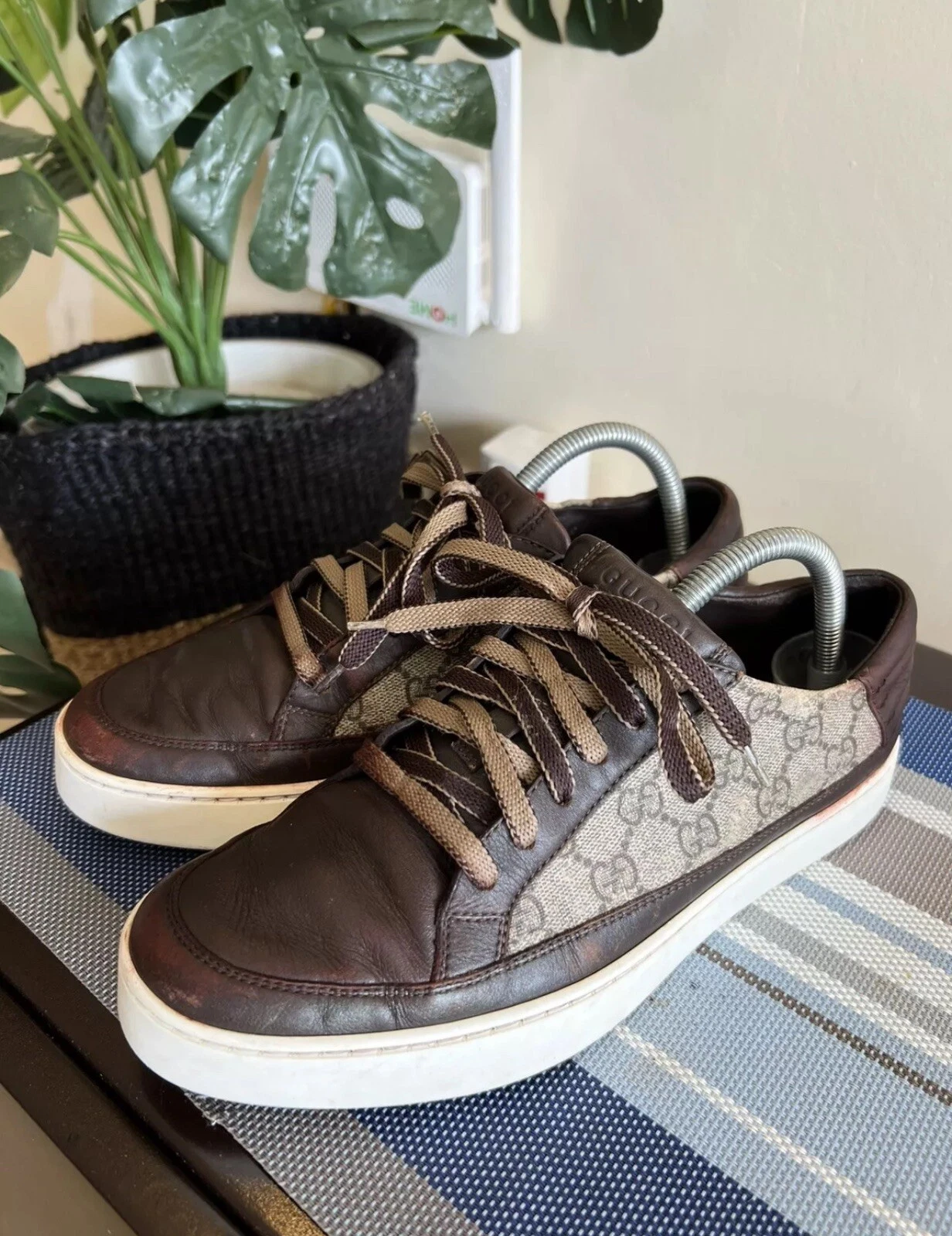 Baskets basses GUCCI GG Supreme beige/marron monogramme taille US 7