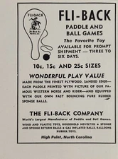 1948 Print Ad Fli-Back Toy Paddle & Ball Games High Point,North Carolina