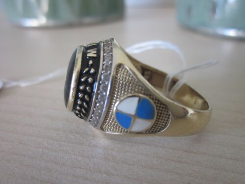 BMW Ring Gold massiv 585 7,6g Große 20,5mm, 8mm Diameter des schw. Kreises Top! - Bild 8 von 12