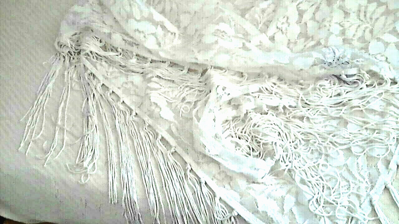 Symphony Designs White Lace Triangular Wrap W 7.5… - image 2