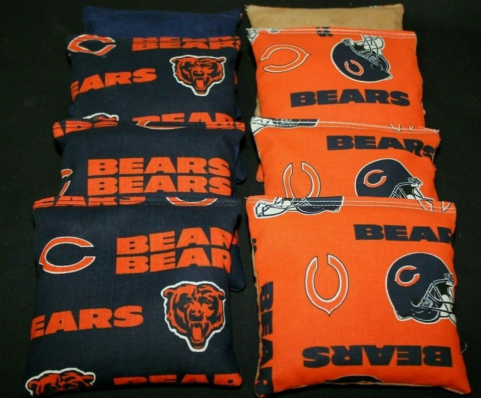 CHICAGO BEARS Suede Stick and Slide 8 ACA CORNHOLE bags Stop n Go Bags