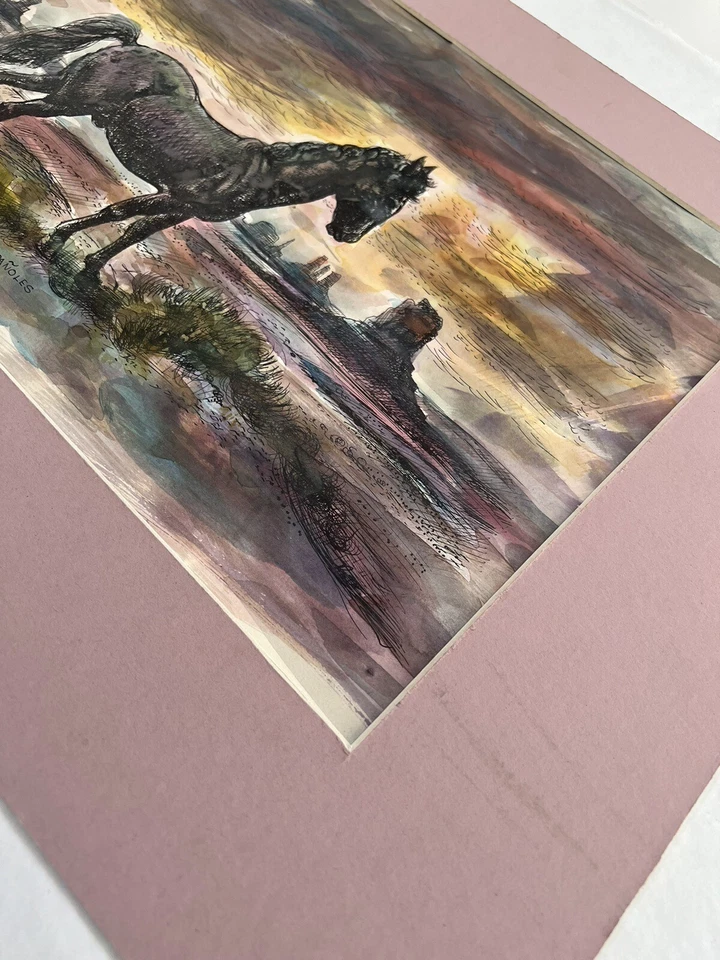 Pintura Acuarela Vintage “Caballo De Pura Raza Conquistadoress” por Bill Rakocy Foto 3 de 4