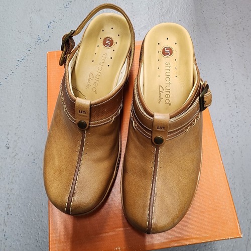 Clarks Y2K Clogs Unstructured US 6W WIDE Shoes UN.EVIDENT Strap Peanut Tan New - Picture 5 of 23