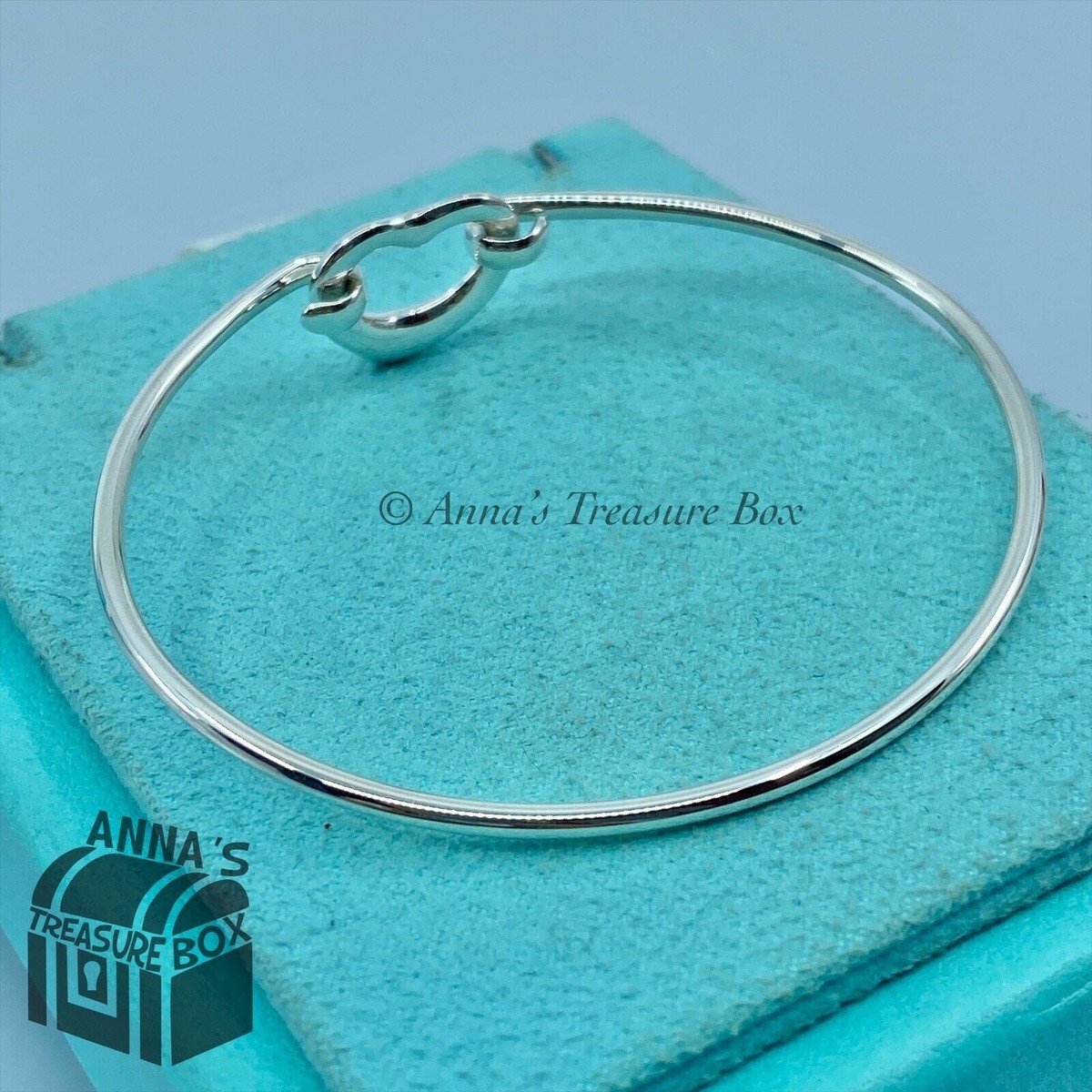 アクセサリー Tiffany Silver Foop Narrow Bangle 925 Tiffany & Co. 925 Silver Peretti Open Heart 6.5