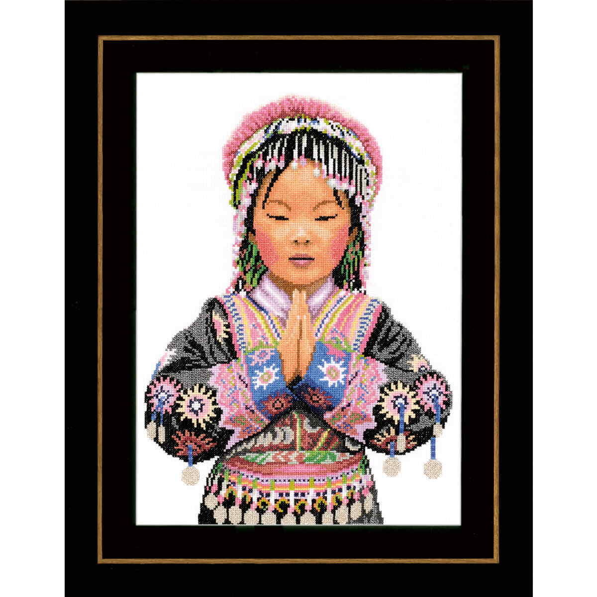 Lanarte counted cross stitch kit ""Thai hill tribe girl Aida"", 29x39cm, DIY