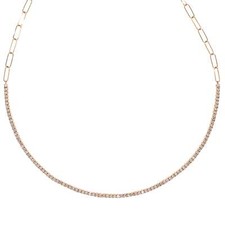 Chain Link Diamond Tennis Choker Necklace