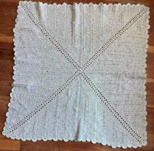 Handmade Crocheted Baby Blanket Teal Blue With Sprinkles Of Color 36 X 35