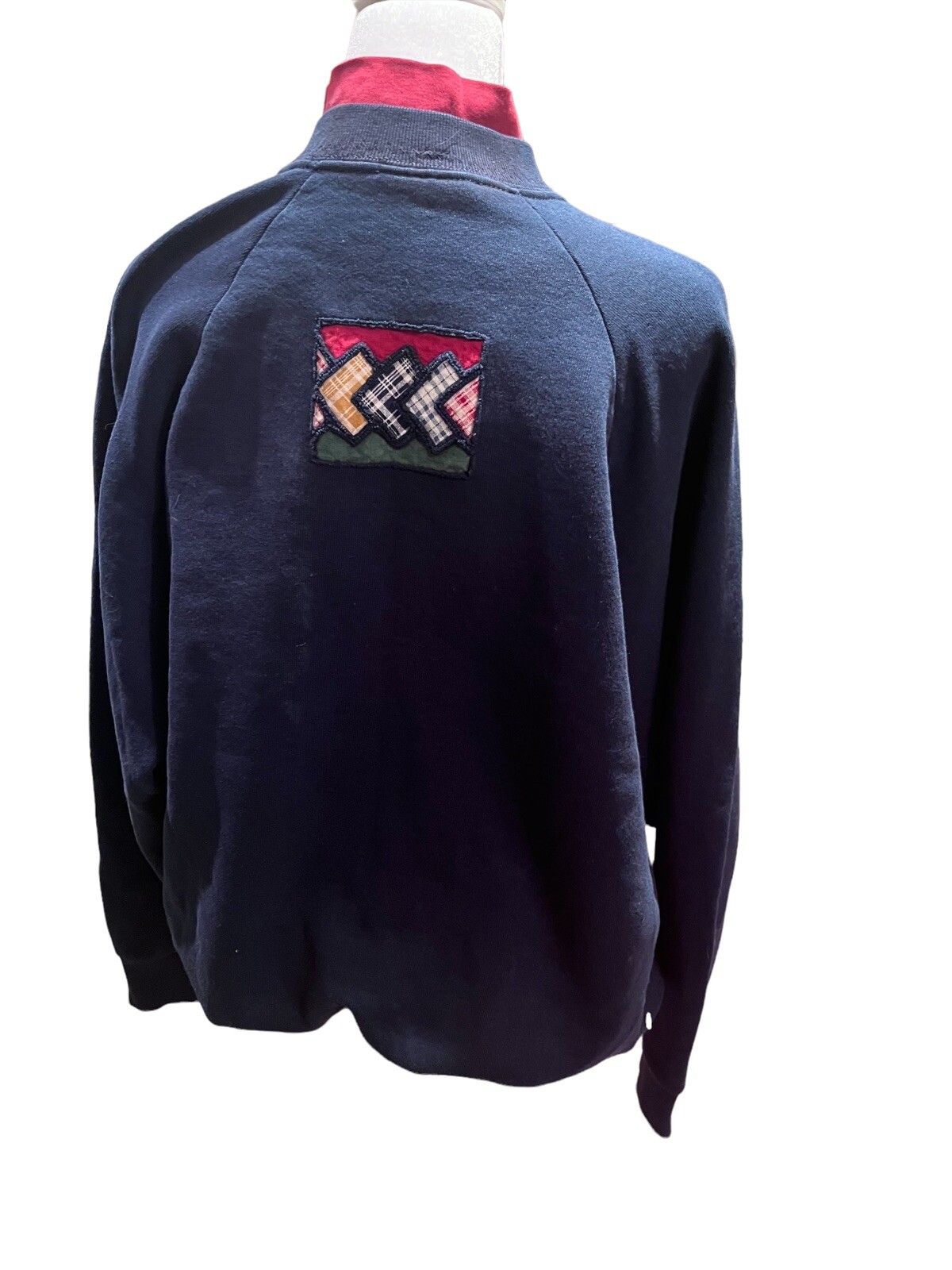 Vintage Patchwork Quilt Craft Mock TurtleNeck Swe… - image 3