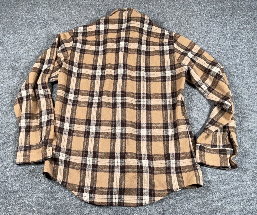 VTG 80s Wool Flannel Shirt Adult Large Brown Plaid VTG 80s Wool Flannel Shirt Adult Large Brown Plaid