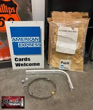 NOS - Vtg. AMERICAN EXPRESS Sign w/ Hanging Bracket