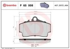 Brembo P 65 008 brake pad set, disc brake for Porsche
