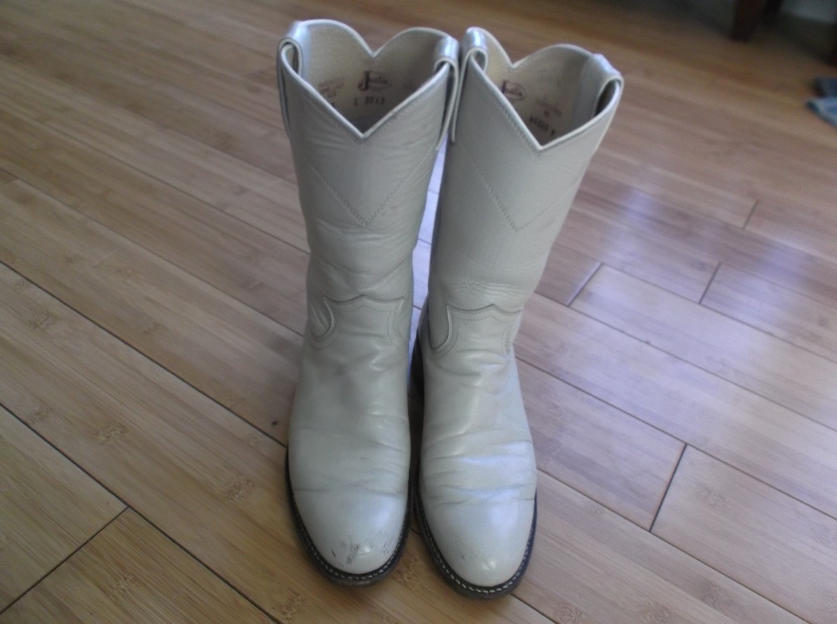 Justin Creme Leather Western cowboy Women's 4.5B 4 1/2 Narrow