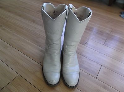 M Justin Creme Leather Western cowboy Women's 4.5B 4 1/2 Narrow