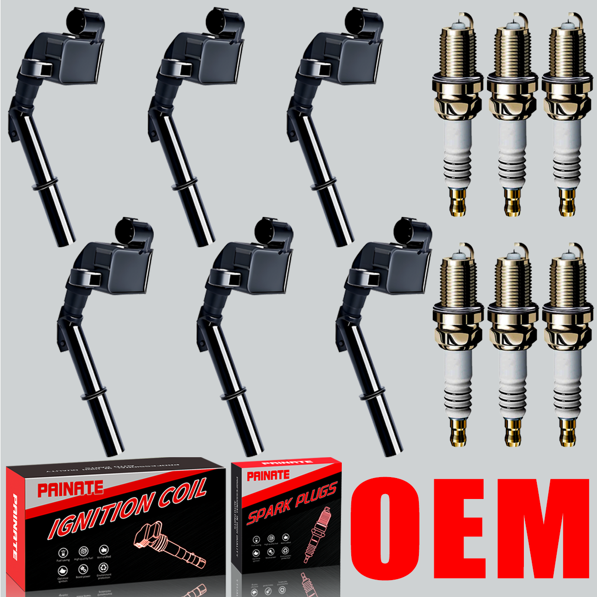 High-Performance 6X OEM Ignition Coil & Iridium Spark Plug Kit Mercedes C350 E350 3.5L UF733