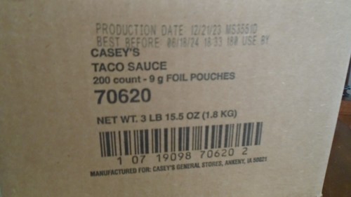 200 Casey's Taco Sauce Packets Foil Pouches LOT / Free Ship / Not Bell - Picture 2 of 5