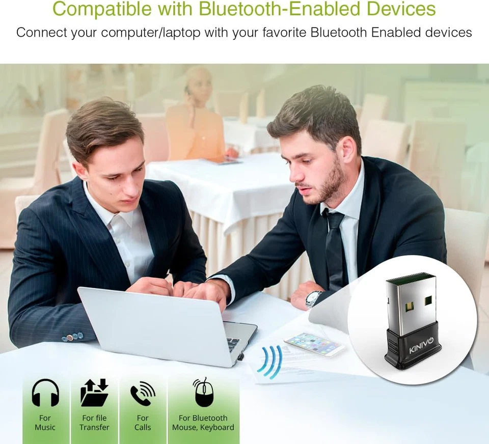 Kinivo USB Bluetooth Adapter for PC BTD400 Bluetooth 4.0 Dongle Receiver, Low - - Image 2 of 4