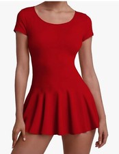 women's red skirted leotard dance skating