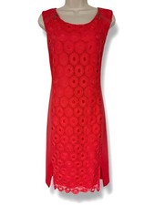 Rafaella Coral Lace Ponte Knit Shift Dress Size 1X 16 Summer Vibrant Plus Size