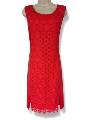 Rafaella Coral Lace Ponte Knit Shift Dress Size 1X 16 Summer Vibrant Plus  Size | eBay